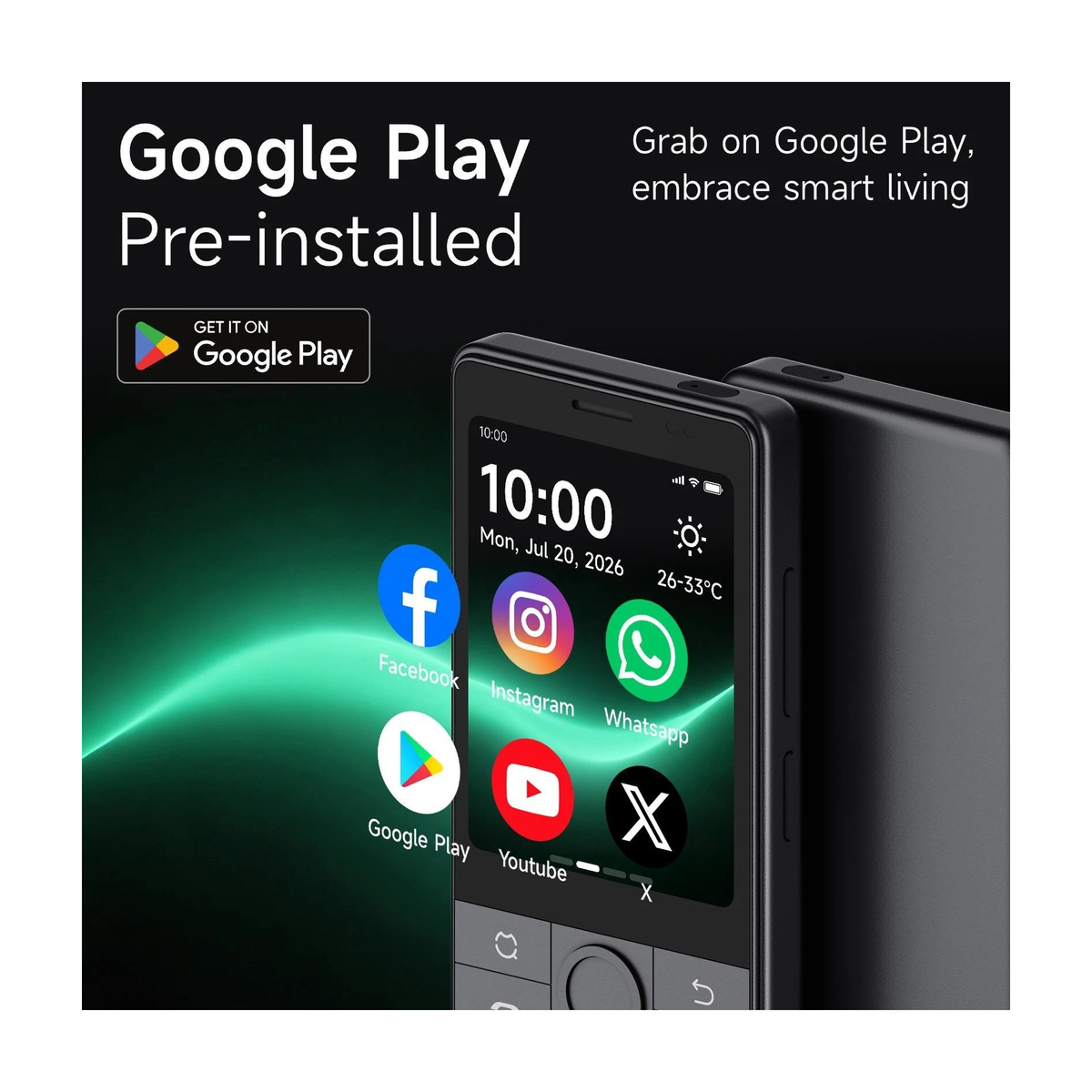 Qin J36 4G 32GB - Dual SIM (Unlocked) - Google Play Touchscreen & Button Phone