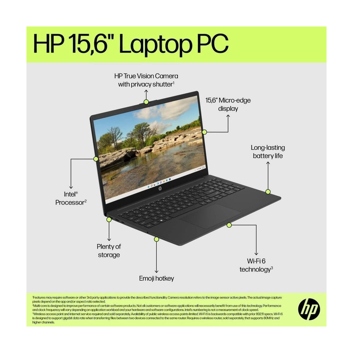 HP 15-fd1504sax 15.6" Laptop - Intel Core 3 8GB RAM 256GB SSD