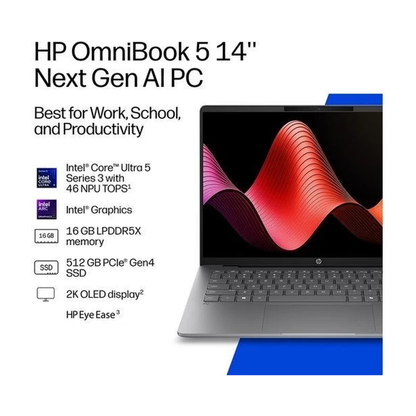 HP OmniBook 5 NGAI 14" OLED Laptop - Intel Core Ultra 5 322 16GB RAM 512GB SSD