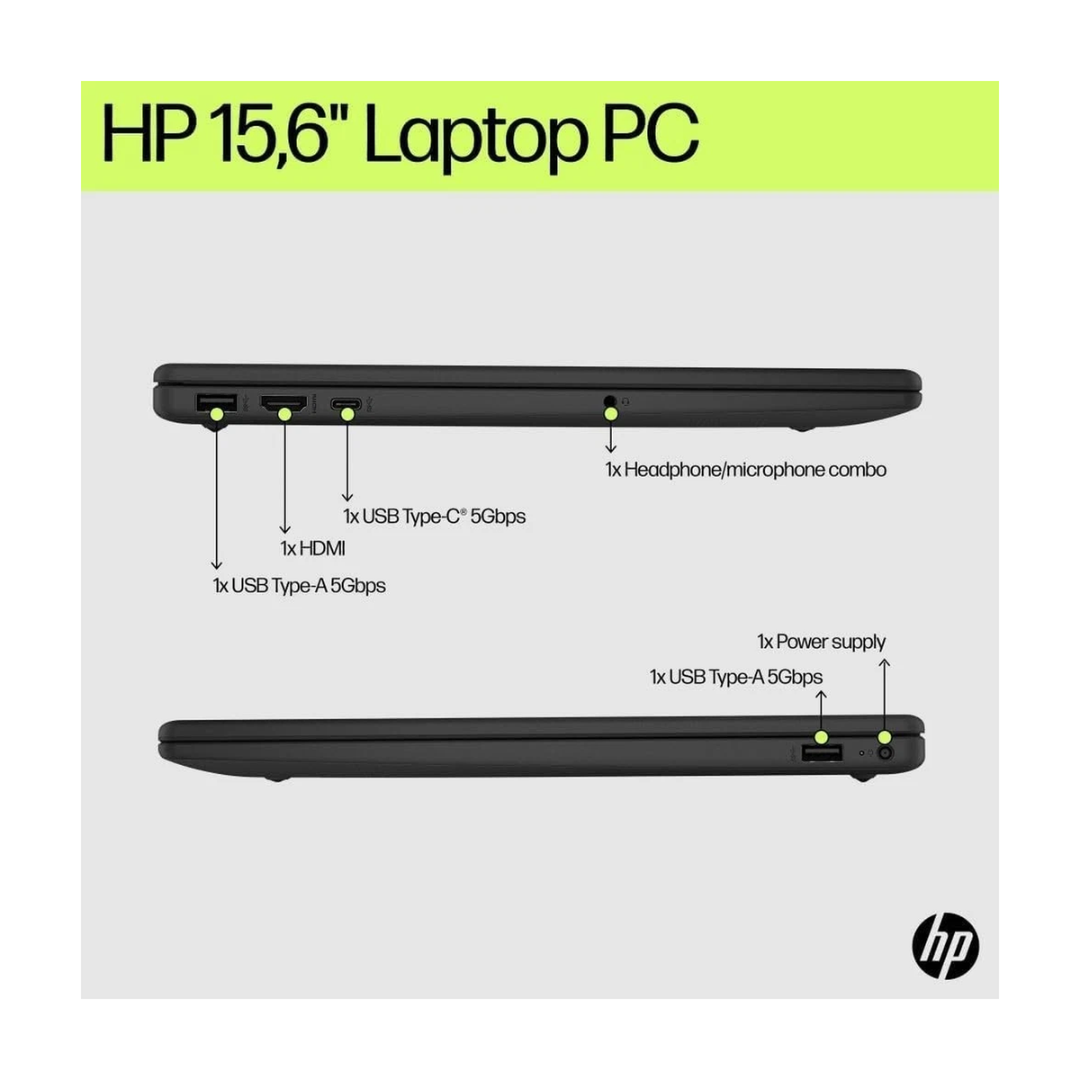 HP 15-fd1504sax 15.6" Laptop - Intel Core 3 8GB RAM 256GB SSD