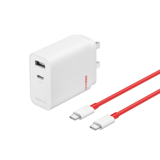OnePlus SUPERVOOC 80W Dual Ports GaN Charger + Cable Power Adapter Kit