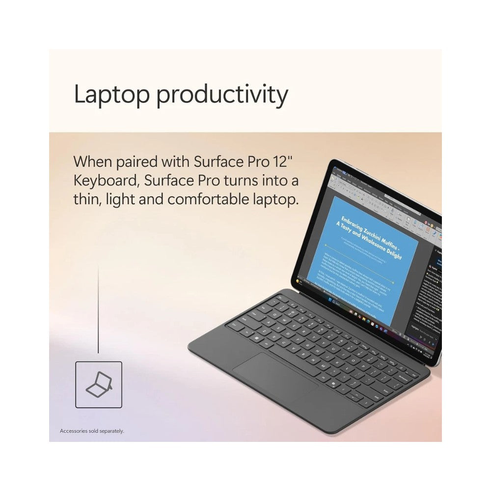 Microsoft Surface Pro 12" Copilot+ PC - Platinum - Snapdragon X Plus 16GB RAM 256GB SSD