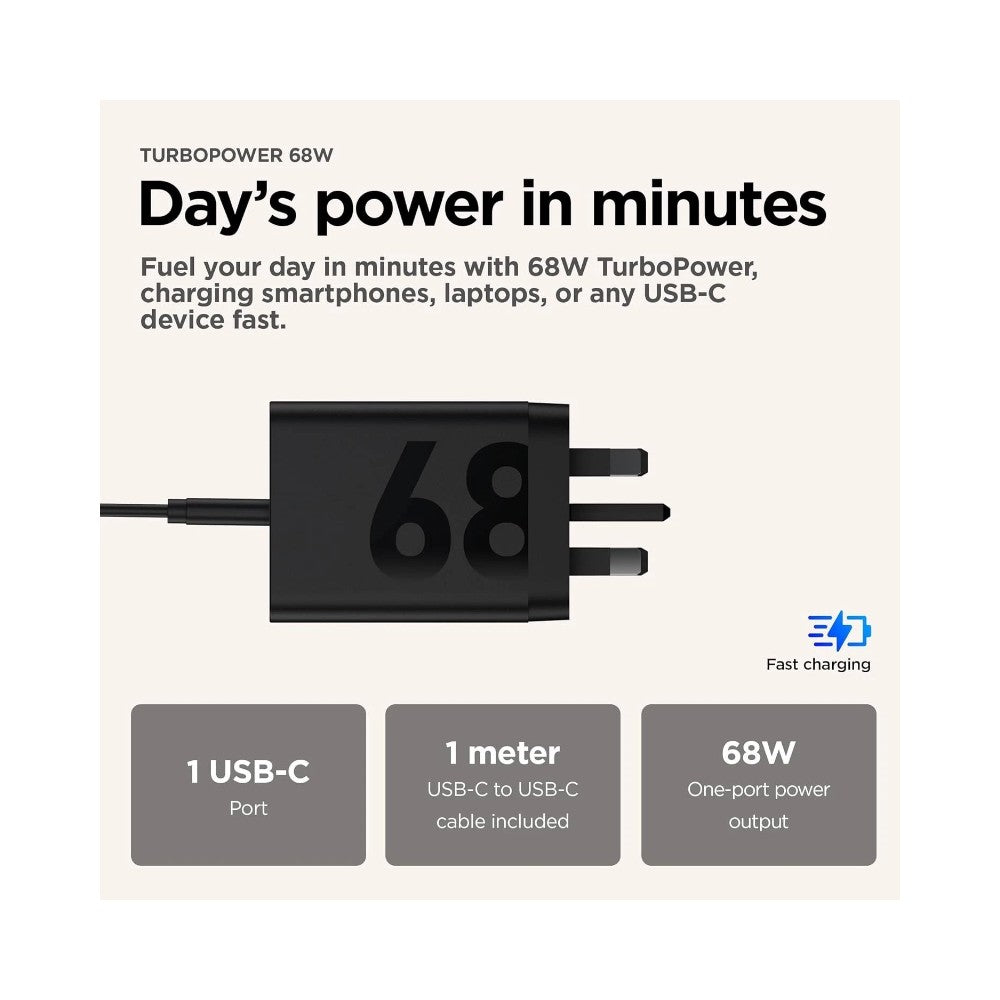 Motorola TurboPower 68W Charger & USB Type-C Cable (1 Meter)