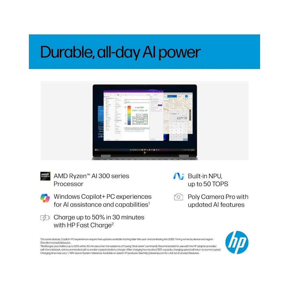 HP OmniBook X Flip 14-fk0009na 2-in-1 Touchscreen Laptop - AMD Ryzen™ AI 7 350 16GB RAM 1TB SSD