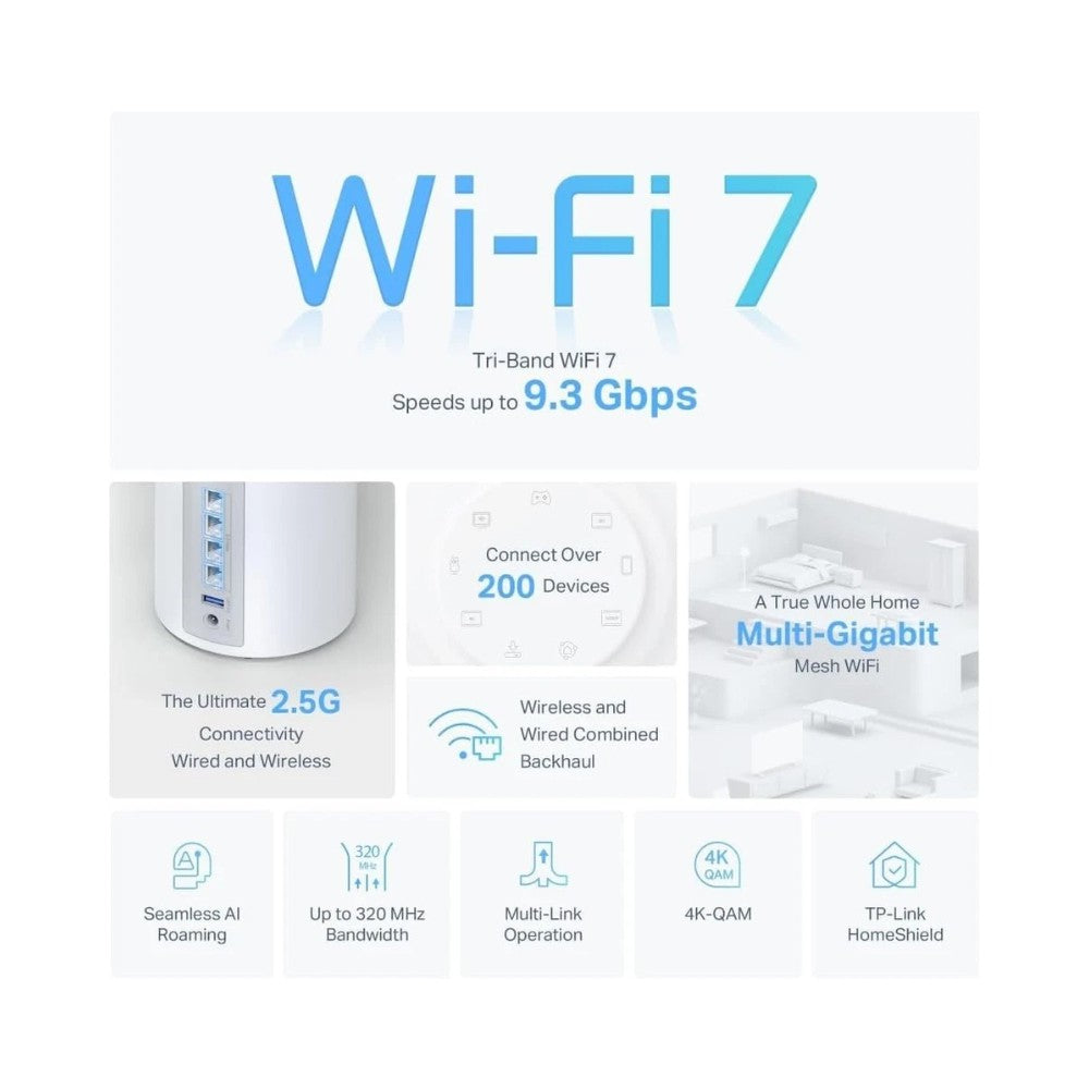 TP-Link Deco BE65 BE9300 Whole Home Mesh Wi-Fi 7 - 3 Pack