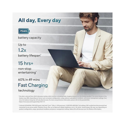 ASUS Zenbook 14 OLED Touchscreen Laptop - Intel Core Ultra 7 255H 32GB RAM 1TB SSD