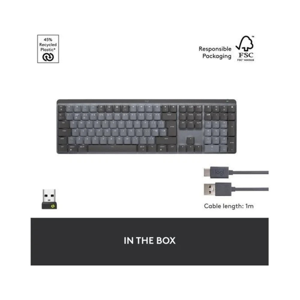 LOGITECH MX Wireless Mechanical Keyboard Tactile Quiet - Graphite - Full Size