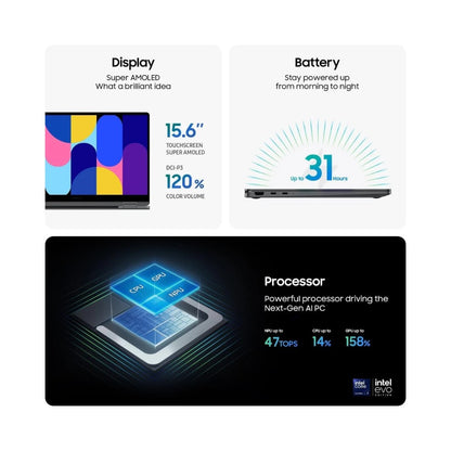 SAMSUNG Galaxy Book5 360 15.6" AMOLED Laptop - Intel Core Ultra 7 256V 16GB RAM 512GB SSD