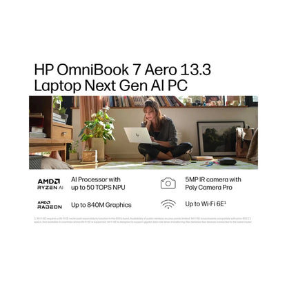 HP OmniBook 7 Aero 13.3" Laptop - AMD Ryzen AI 5 340 16GB RAM 512GB SSD
